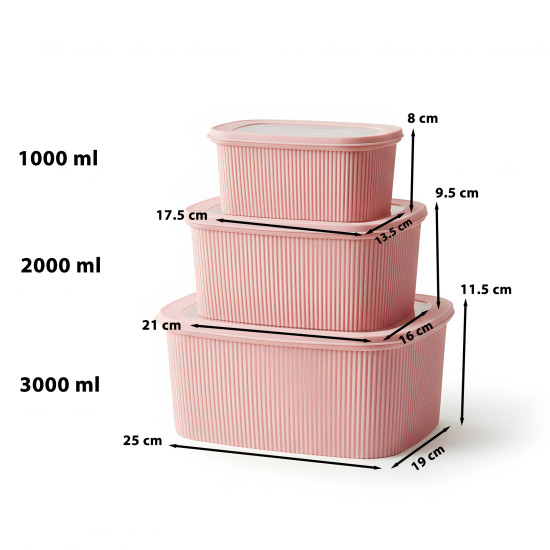 Plastic Tupperware Set - 3 Pieces